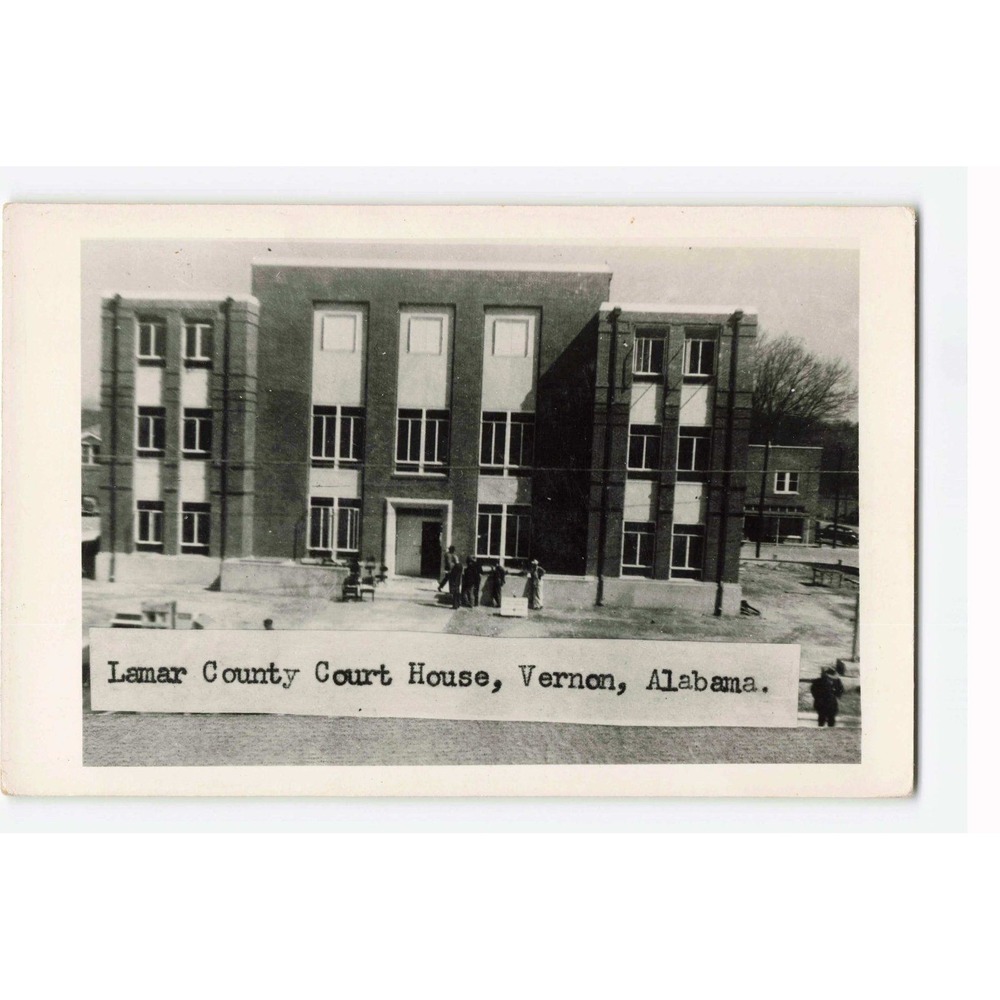 Vintage Lamar County Court House Vernon Alabama Real Photo Postcard RPPC